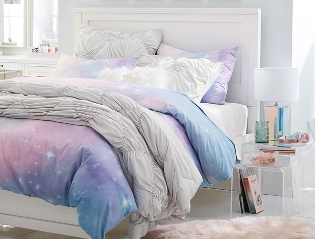 Transparent nightstand in teen room
