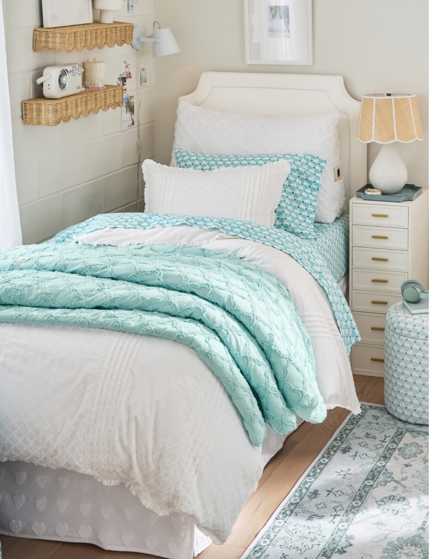 Roller Rabbit Jena Trellis Aqua Dorm Room