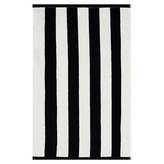 black white striped towels