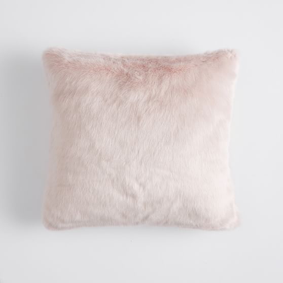 blush faux fur cushion