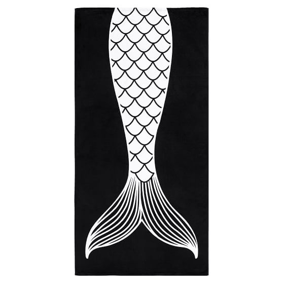 black and white beach towel