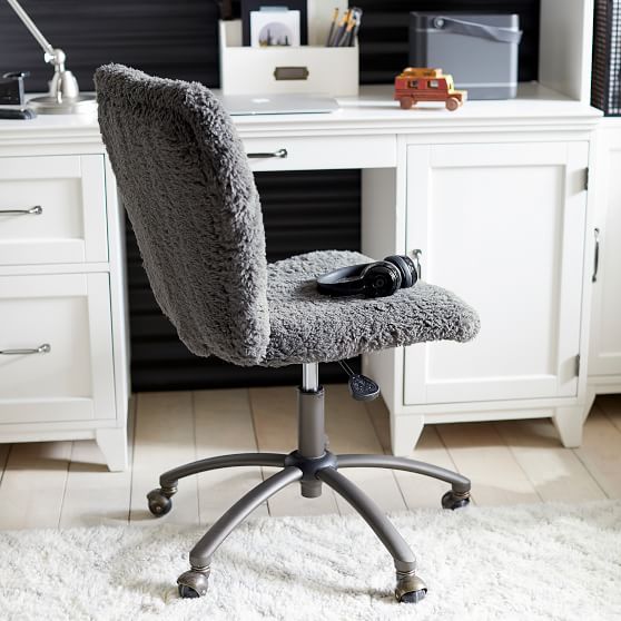 Charcoal Sherpa FauxFur Airgo Desk Chair Desk Chair