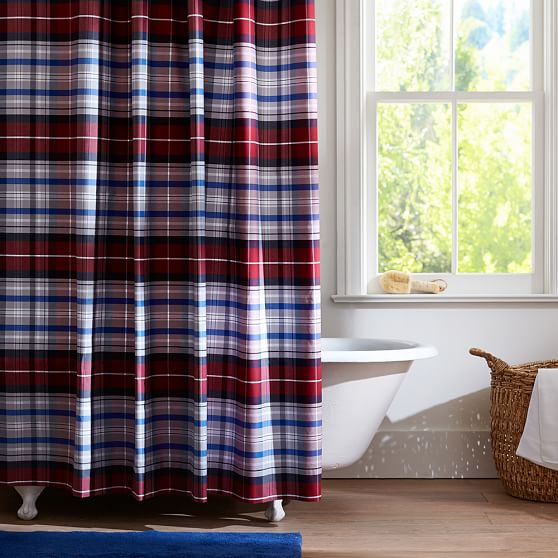 Red White Blue Shower Curtain Off 68, Plaid Shower Curtains