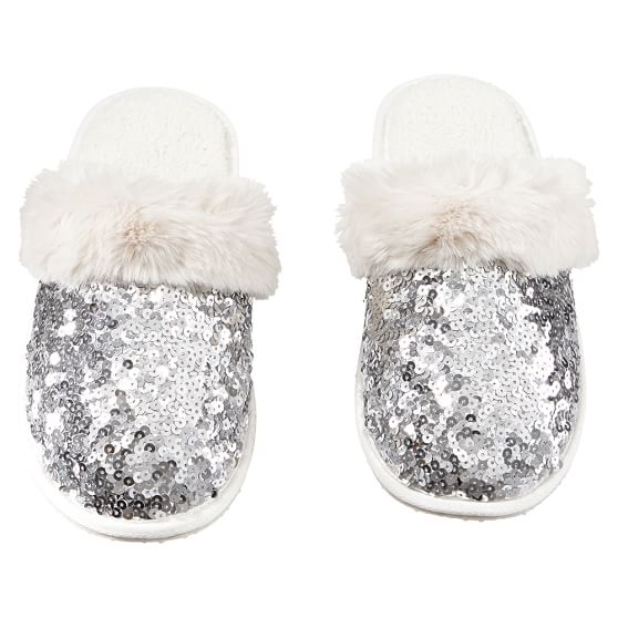 Silver sequin slippers Clearance