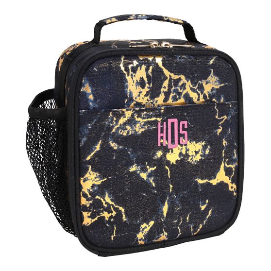 black and gold lunch box