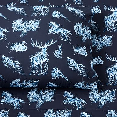 Harry Potter Glow In The Dark Patronus Organic Flannel Sheet Set Pottery Barn Teen