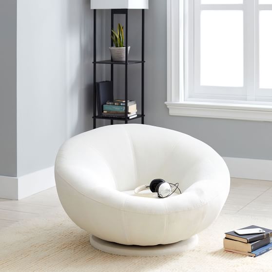 Chenille Washed Pool Groovy Swivel Chair Pottery Barn Teen