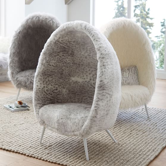 Ivory Furlicious Faux Fur Cave Chair Lounge Chair Pottery Barn Teen
