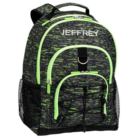 NWT Pottery Barn PB Teen Gear Up backpack /& lunch box gray /& neon green static