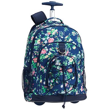 navy blue rolling backpack