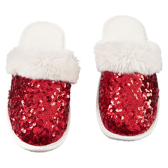 red glitter slippers