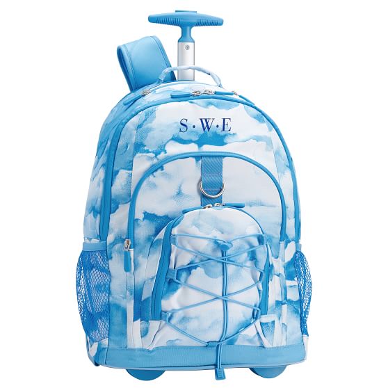 blue rolling backpack