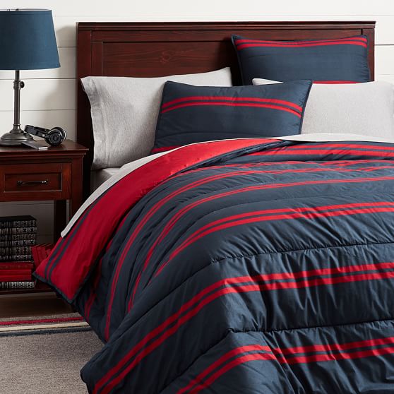 Riverside Stripe Comforter Sham Navy Red Pottery Barn Teen