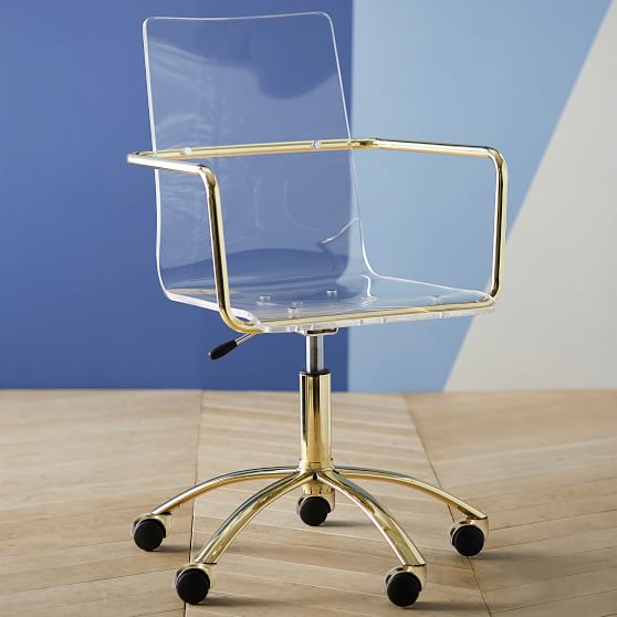 Gold Paige Acrylic Swivel Chair Teen Desk Chair Pottery Barn Teen