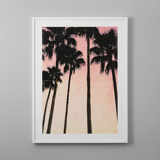 Palm Trees And Pink Skies Framed Art By Minted Wall Prints Pottery Barn Teen