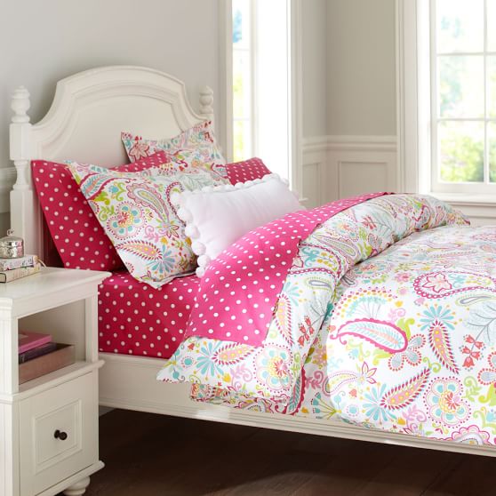 Pink Swirly Paisley Teen Duvet Cover Sham Pottery Barn Teen