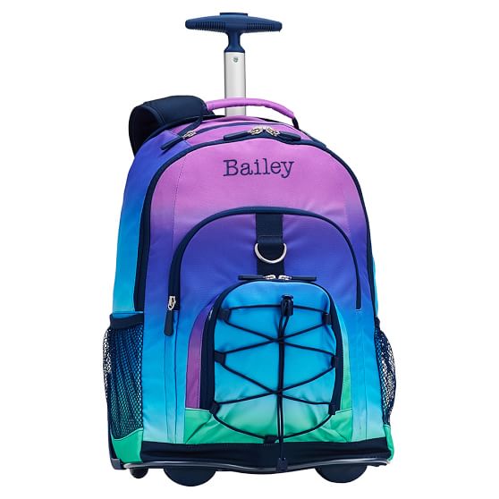 purple backpack with wheels