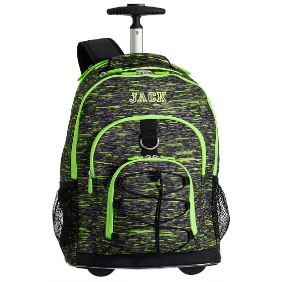 green rolling backpack