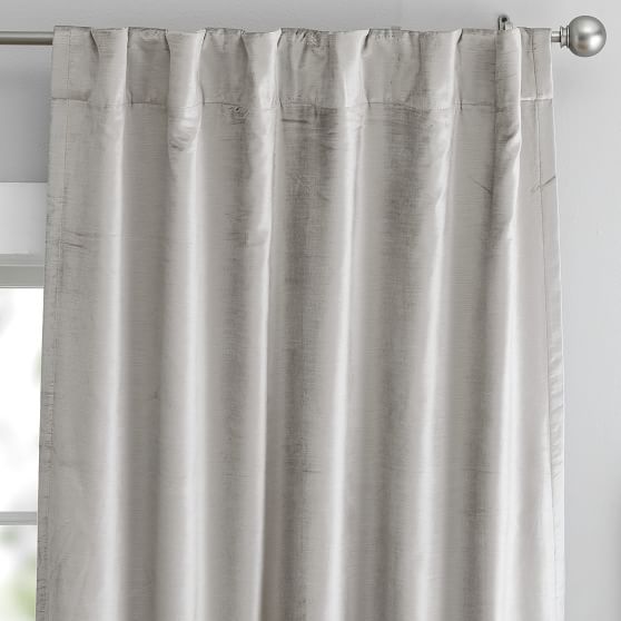 West Elm Cotton Luster Velvet Curtain Unlined Individual Pewter 48/"x96/" NEW