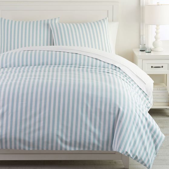 Reversible Stripe Organic Cotton Duvet Cover Sham Pottery Barn Teen