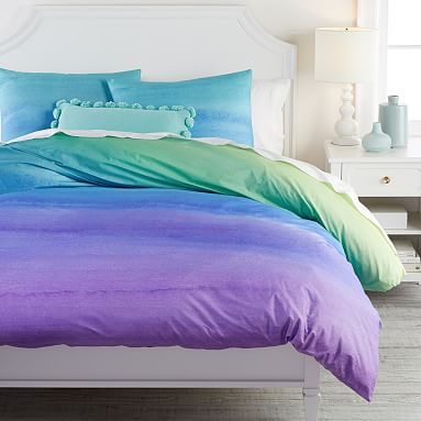 Watercolor Rainbow Organic Girls Duvet Cover Cool Pottery Barn Teen - Purple And Turquoise Ombre Bedding Watercolor Rainbow Organic Girls Duvet Cover Cool Pottery Barn Teen - Purple And Turquoise Ombre Bedding