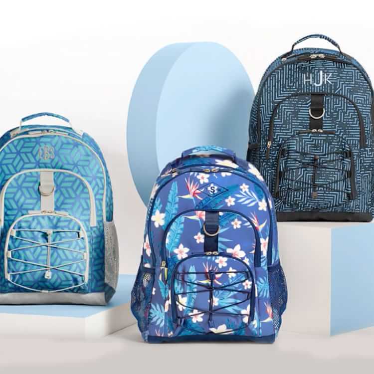 NEW Pottery Barn Teen Gear-Up CHANDELIER DAMASK Backpack BLACK TEAL