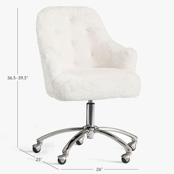 White Office Swivel Chair Flash S, White Fluffy Desk Chair Ikea