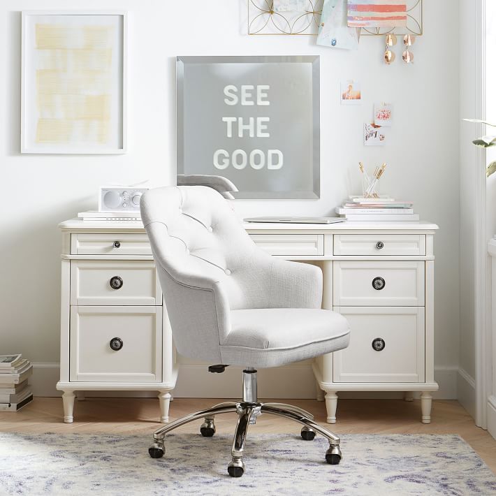 tufted desk chair no wheels