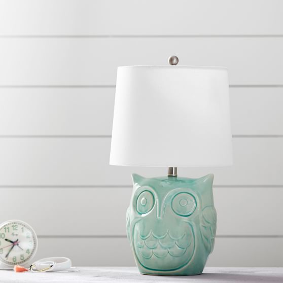 Owl Table Lamp Teen Pottery, Owl Table Lamp