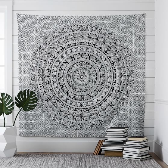 black and white tapestry