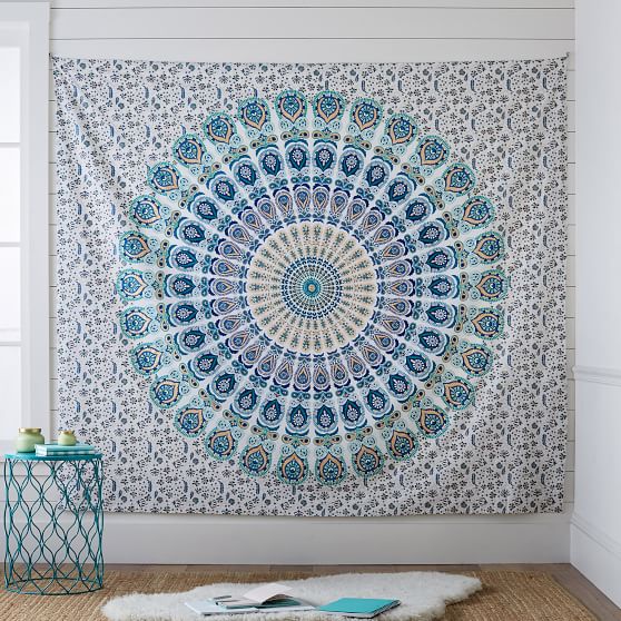 blue and green tapestry