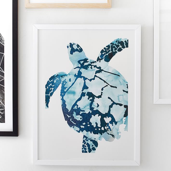 Tropical Sea Turtle Framed Art By Minted Wall Prints Pottery Barn Teen - Baby Sea Turtles Wall Decals