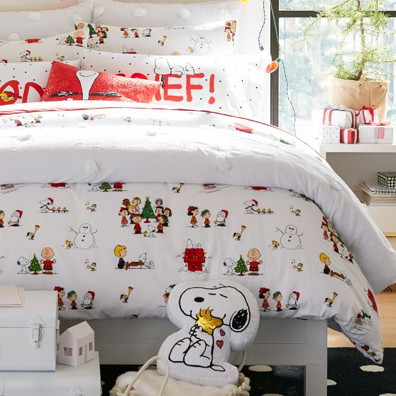 Peanuts Flannel Boys Duvet Cover, Snoopy Queen Bedding
