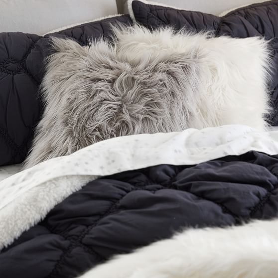 pottery barn fur pillows