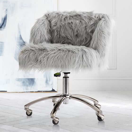 grey fluffy office chair