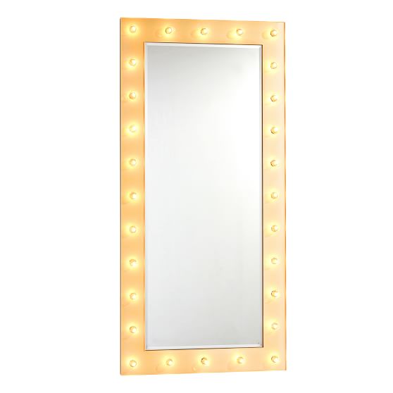 Marquee Floor Length Light Mirror Pottery Barn Teen Marquee Floor Length Light Mirror, White Floor Mirror With Lights