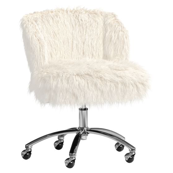 Ivory Furlicious Wingback Desk Chair, Girly Office Chair