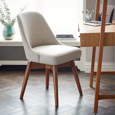 west elm x pbt Mid-Century Swivel Desk Chair, Boucle Twill Stone
