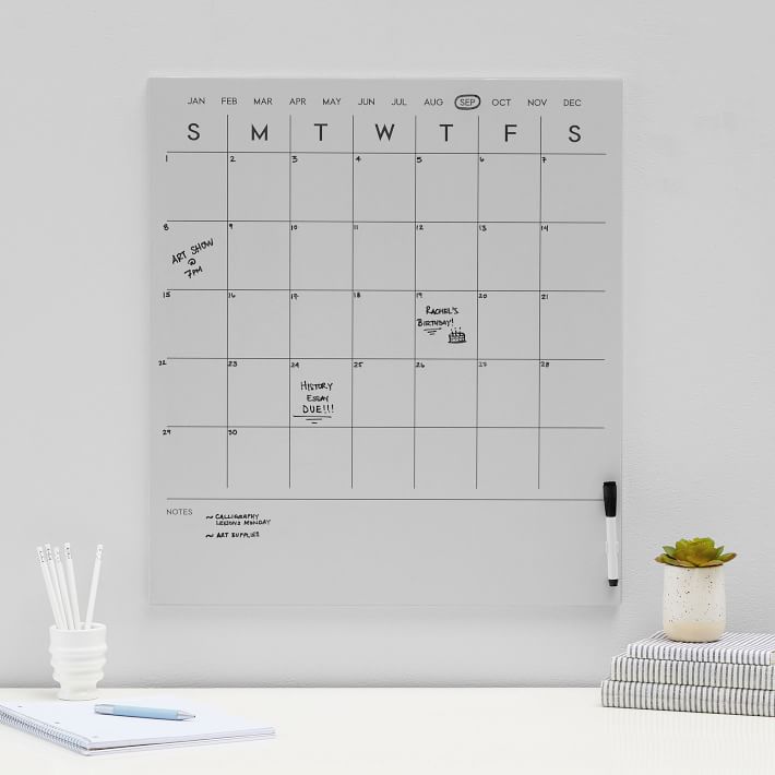 No Nails Frameless Dry Erase Calendar | Pottery Barn Teen