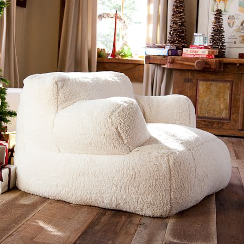 Ivory Sherpa Faux-Fur Eco Lounge Chair | Pottery Barn Teen