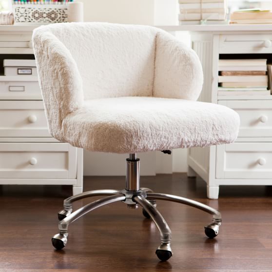 Ivory Sherpa Faux Fur Wingback Desk Chair Desk Chair Pottery Barn Teen