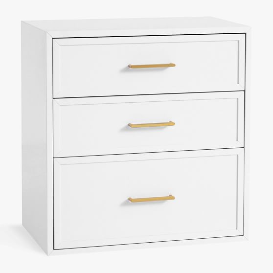 Blaire Wall System 3 Drawer Storage Bookshelf Pottery Barn Teen Blaire Wall System 3 Drawer Storage, White Storage Furniture With Baskets