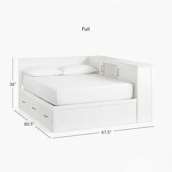 Full Bed Frame With Storage White Top, Storage Platform Bed Full White