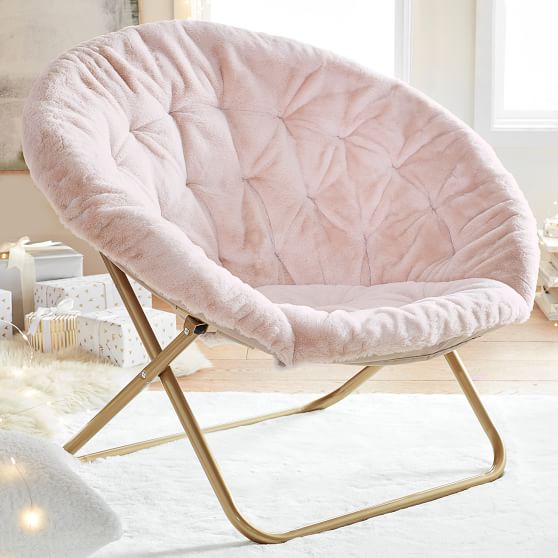 Faux Fur Blush Hang A Round Chair, Pottery Barn Hang Around Chair Cover