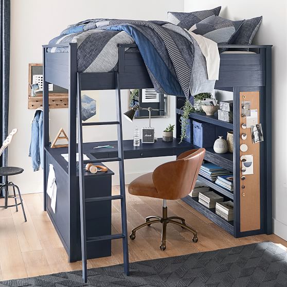 Sleep Study Loft Bed Pottery Barn Teen, Bunk Bed With Chair And Desk