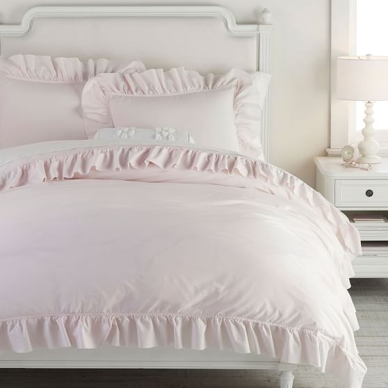 Washed Cotton Ruffle Organic Girls, Twin Pink Ruffle Bedding