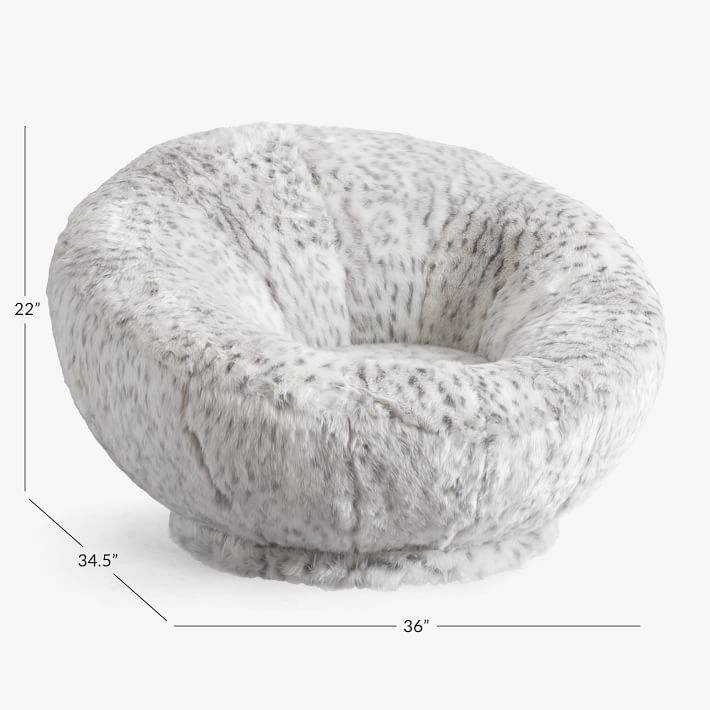 Gray Leopard Faux-Fur Groovy Swivel Chair | Lounge Chair | Pottery Barn