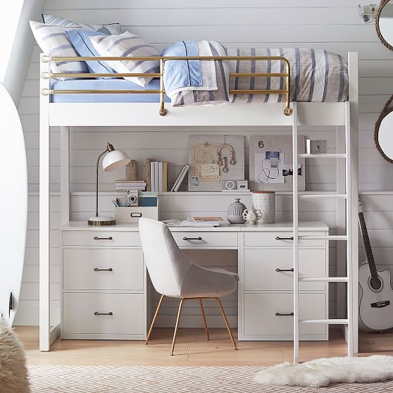 Waverly Loft Bed With Desk Storage, Loft Beds With Storage And Desk