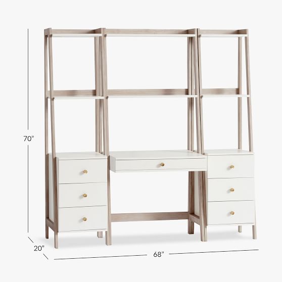 Narrow Bookcase With Drawers Set, Desk With Bookcase Attached