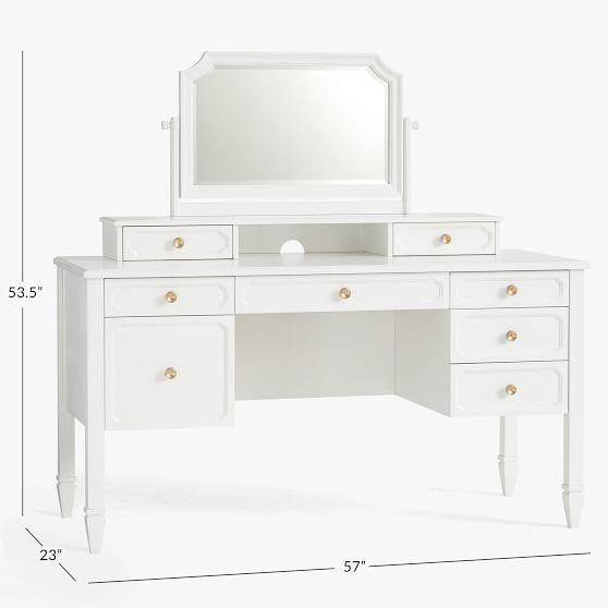 Auburn Vanity Desk Mirror, Desktop Vanity Mirror With Drawers